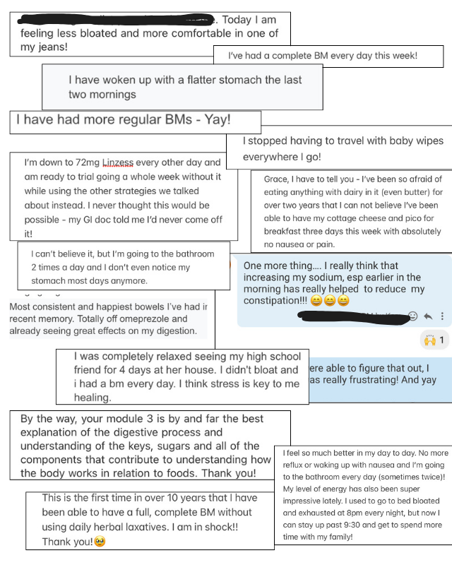 Screenshots of client wins/testimonials